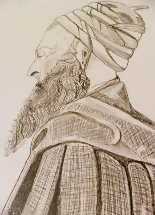 600x834 Sandra Greenacre Tunis Jewish Rabbi - Rabbi Sketch