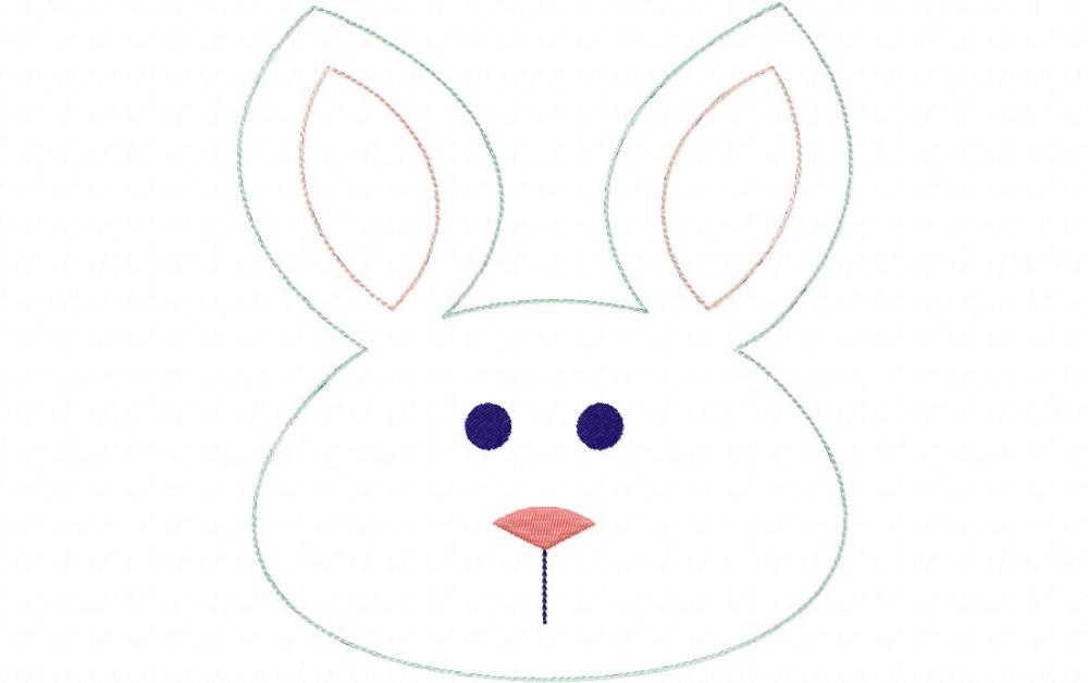1000x628 Vintage Sketch Bunny Face Applique - Rabbit Face Sketch