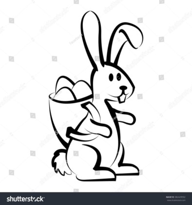 394x420 Tag For Easter Bunny Rabbit Outline Easter Bunny Holding Egg - Rabbit Outline Sketch