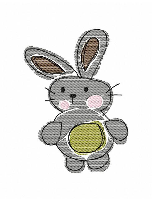 489x640 Bunny 150 Sketch Embroidery Design - Rabbit Sketch Picture