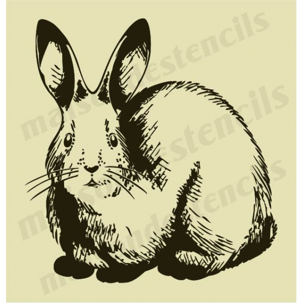 600x600 Bunny Rabbit Vintage Sketch No.2 12x12 Stencil - Rabbit Sketch Picture
