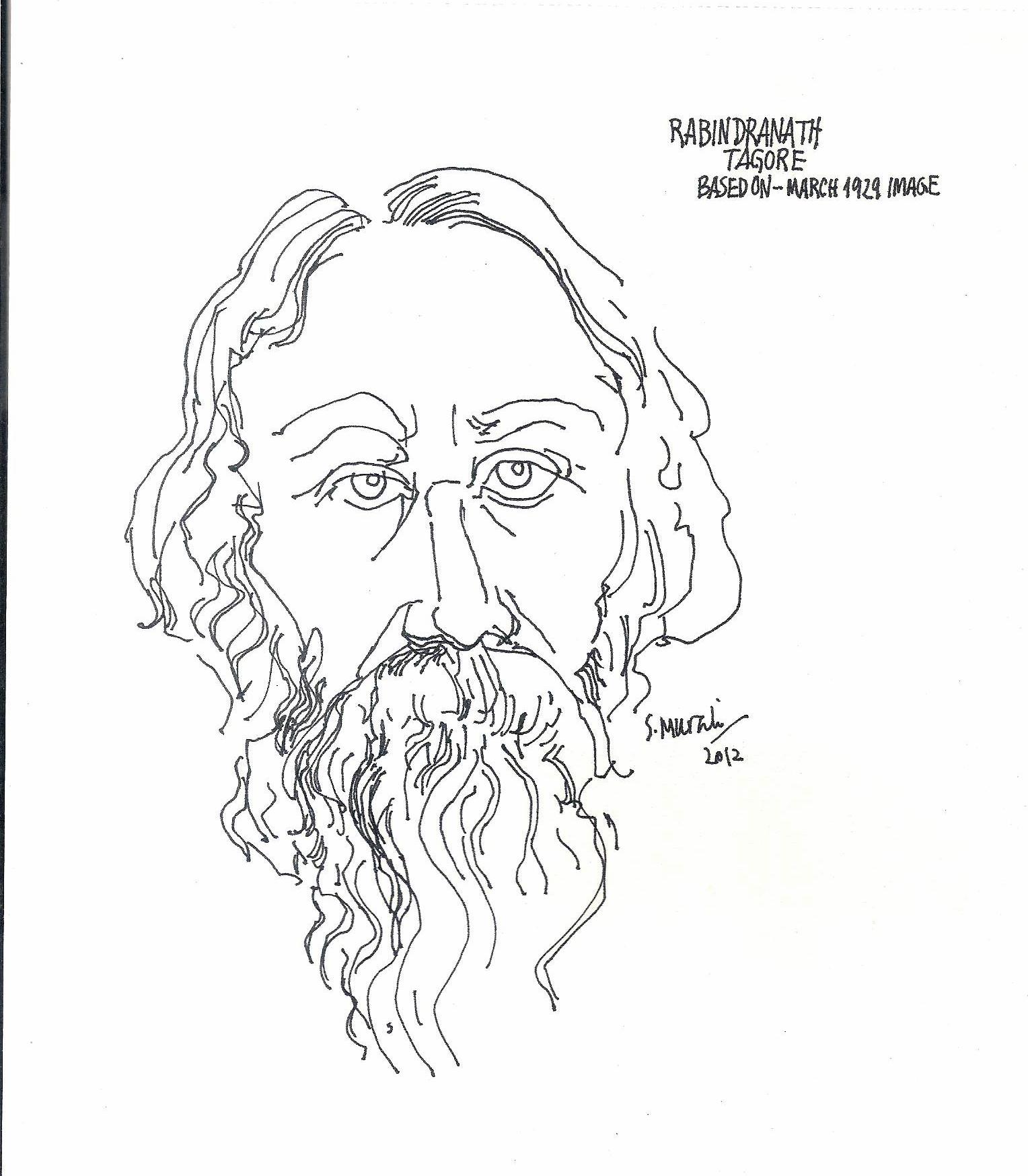 1528x1747 Rabindranath And Ink Sketch By Dr S Murali Images - Rabindranath Tagore Sketch
