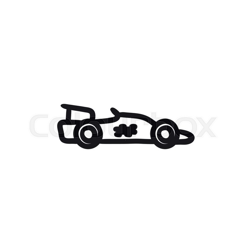 800x800 Race Car Vector Sketch Icon Isolated On Background. Hand Drawn - Race Car Sketch