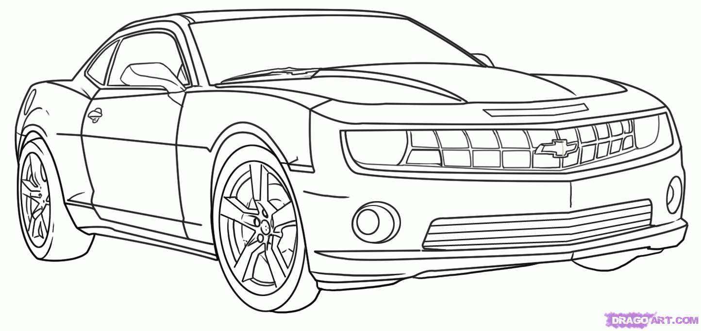 1444x683 How To Draw A Race Car How To Draw A Camaro, Step By Step, Cars - Race Car Sketch