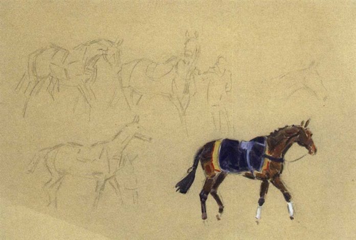 696x470 Study Of Race Horses By Peter Biegel On Artnet - Race Horse Sketches