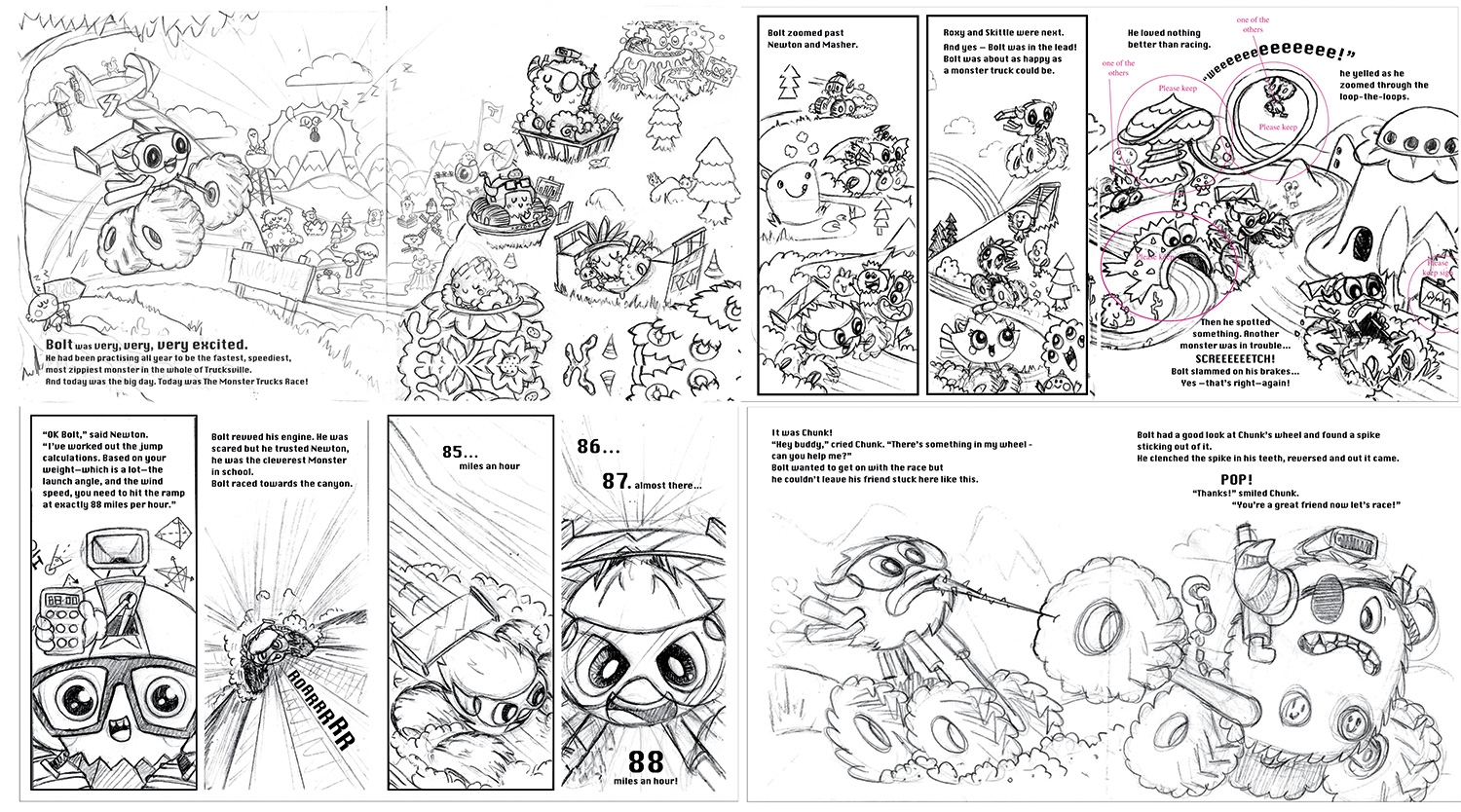 1500x834 Monster Trucks The Big Race Sketches - Race Sketch