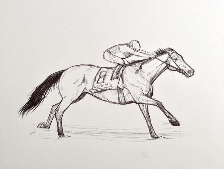 750x565 Happy Retirement, Beholder! Quick Sketch Of The Bc Distaff Champ - Racehorse Sketch