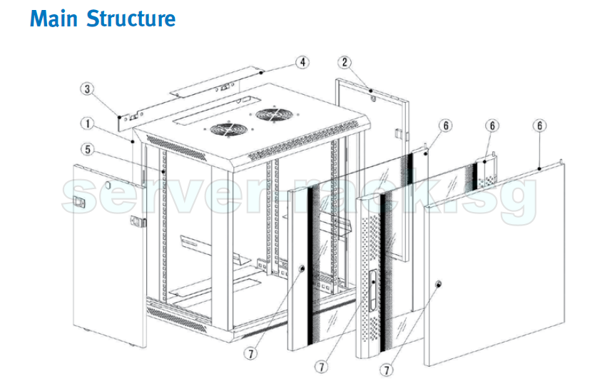 834x545 Toten Standard 6u Wall Mount Rack, 600w X 600d - Rack Sketch