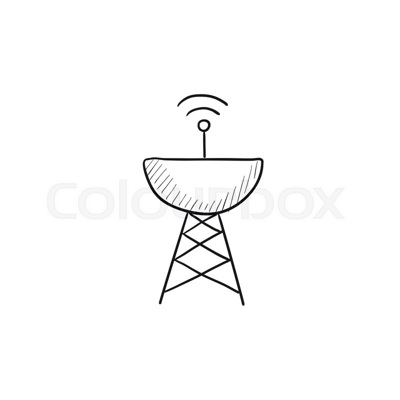 800x800 Radar Satellite Dish Vector Sketch Icon Isolated On Background - Radar Sketch
