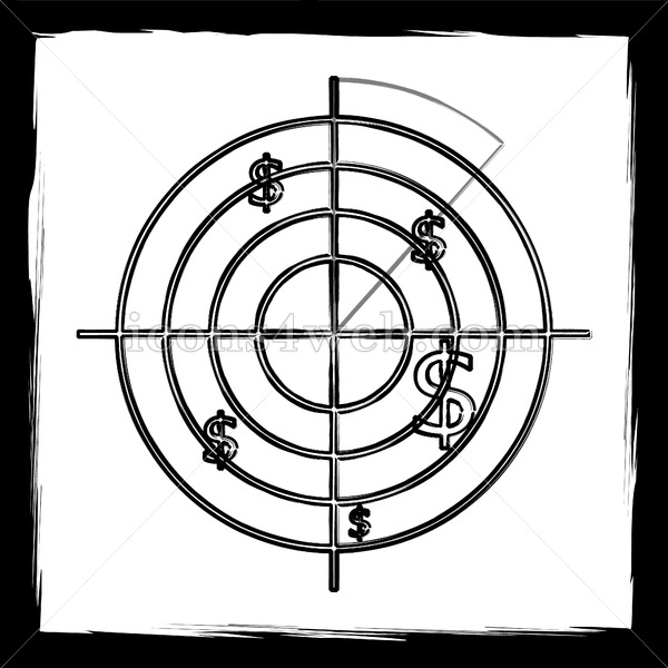 600x600 Radar Searching Money Sketch Icon. - Radar Sketch