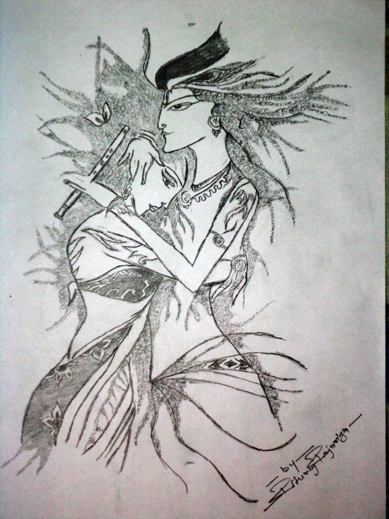 768x1024 Sketch Art By Rituraj Rajoriya Radha Krishna Sketch - Radha Krishna Sketch