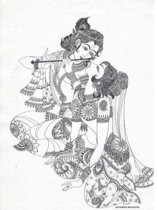 523x700 Sketch Of Lord Krishna And Radha Sketches Krishna - Radha Krishna Sketch