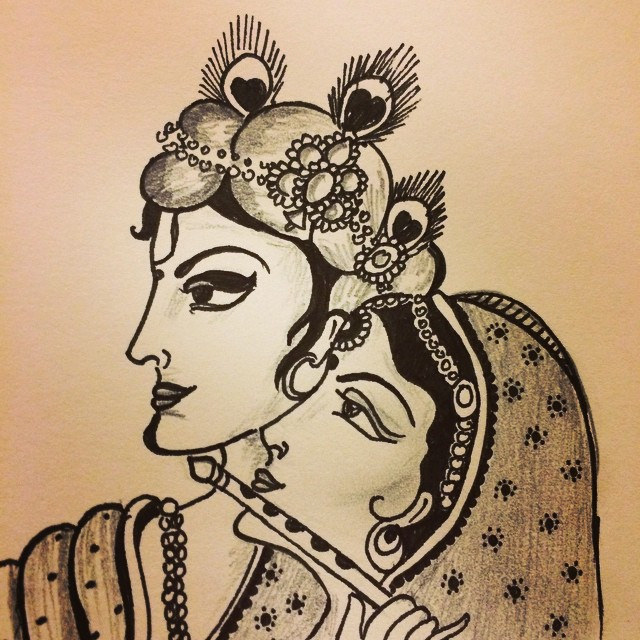 640x640 Art - Radha Krishna Sketch