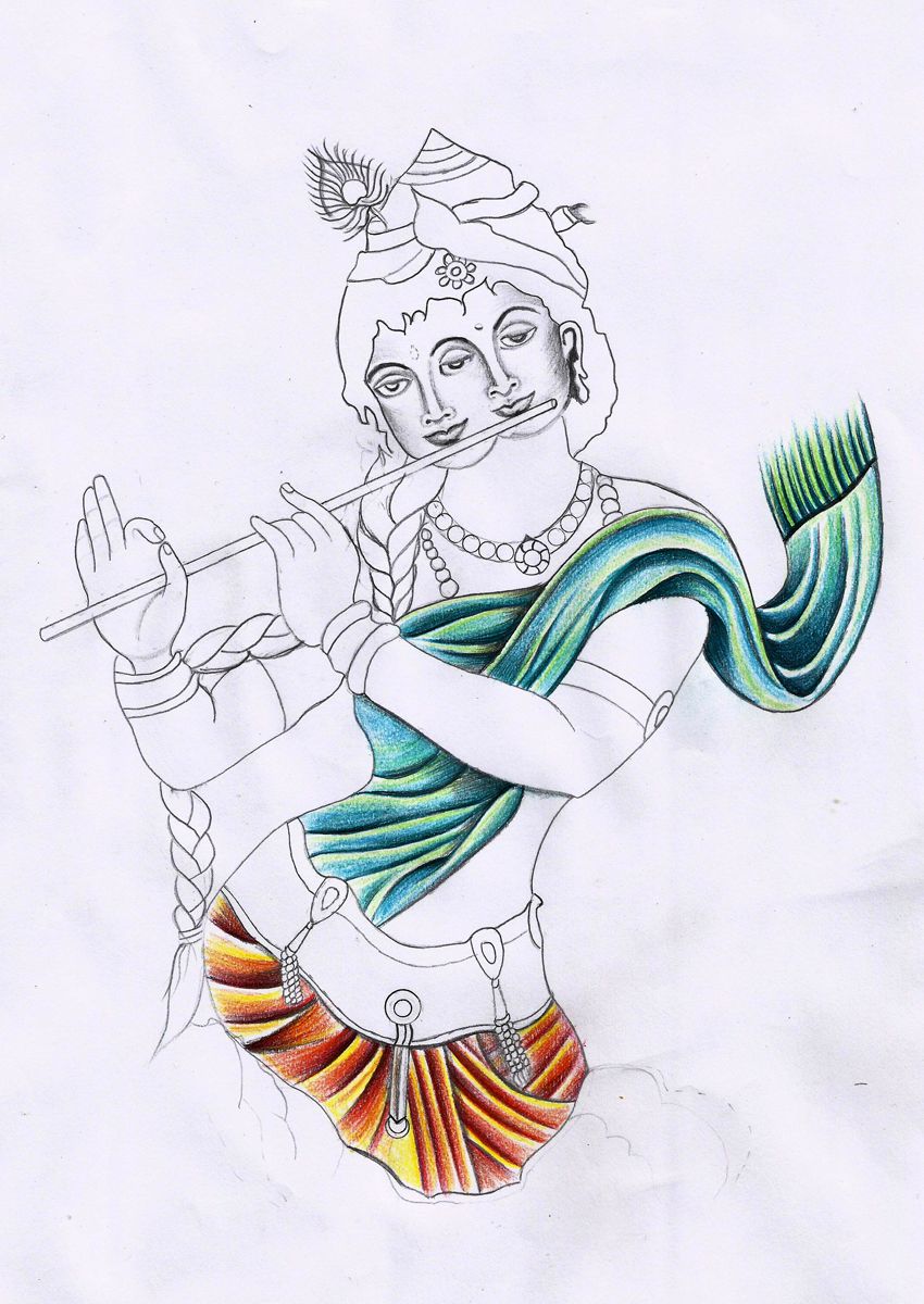 850x1200 Radhakrishna Sketch For Client, Finished For Today, Done By Ravi - Radha Krishna Sketch