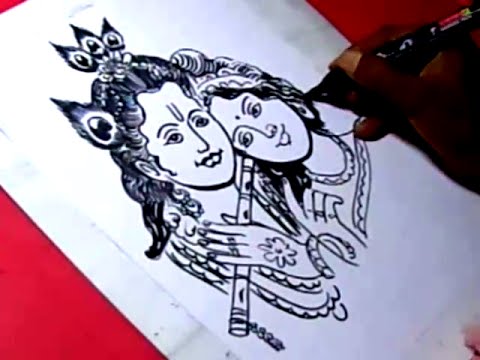480x360 How To Lord Radha Krishna Drawing For Kids Step By Step - Radha Krishna Sketch