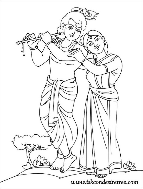 486x640 Krishna Clipart Radhe - Radha Krishna Sketch