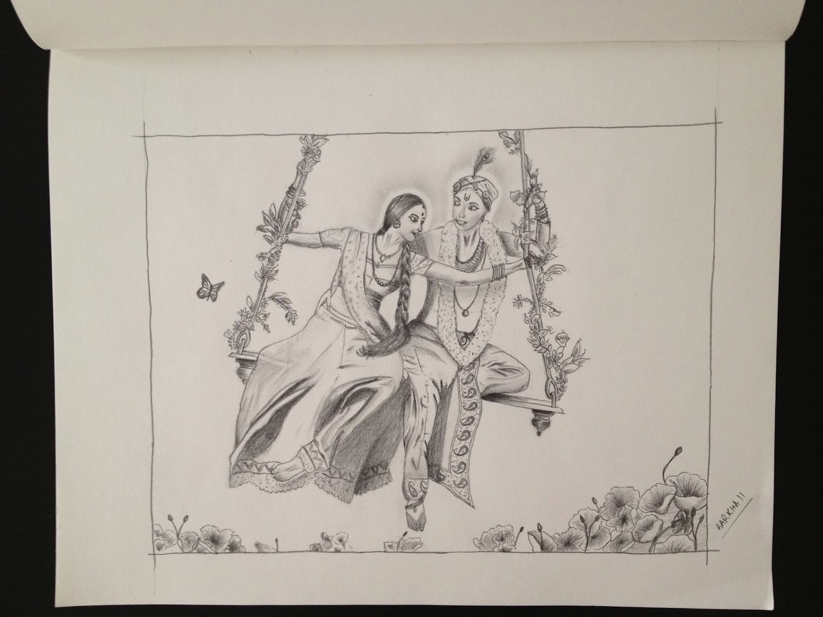1600x1200 Photos Radha Krishna Pencil Art, - Radhe Krishna Sketch