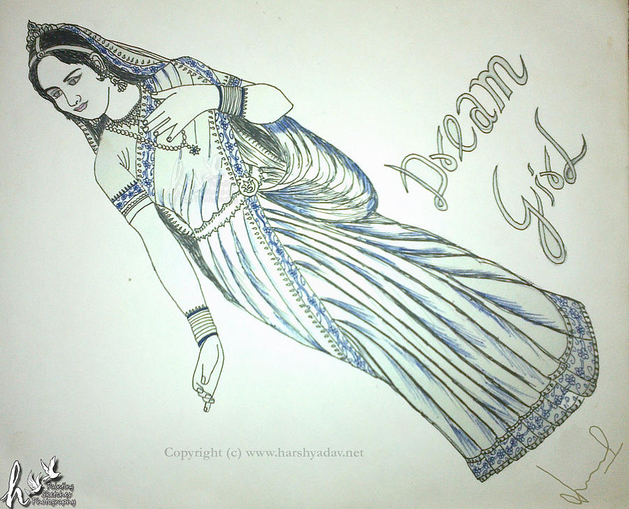 900x728 Radha Drawing By Harsh Yadav - Radhe Krishna Sketch