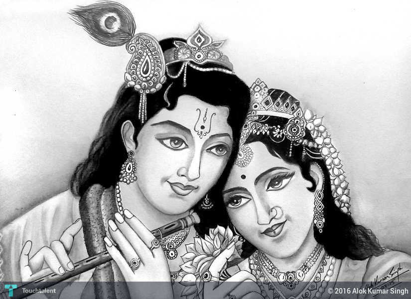 Radhe Krishna Sketch at PaintingValley.com | Explore collection of ...