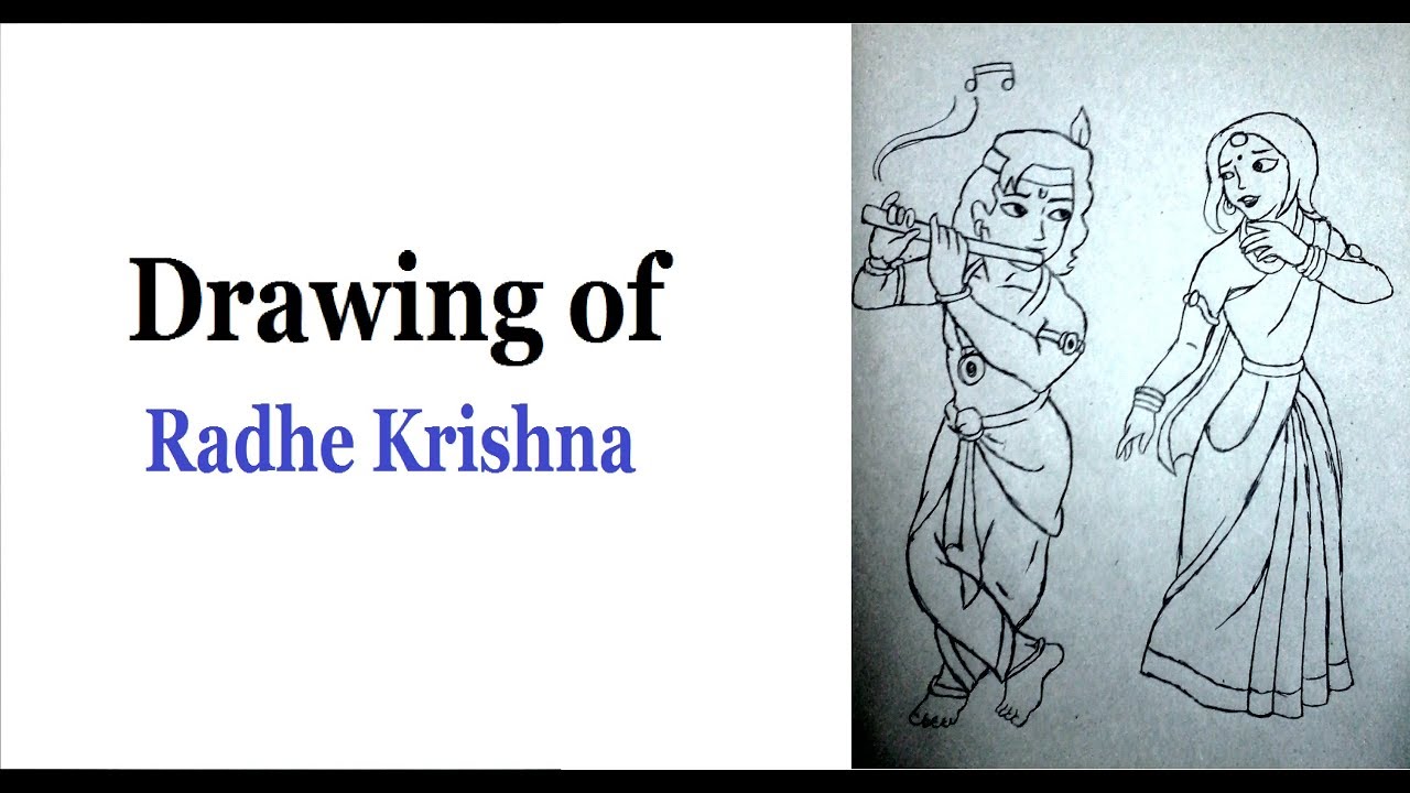 1280x720 Drawing Of Radhe Krishna Most Romantic Couple In World - Radhe Krishna Sketch