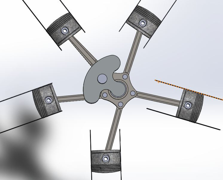 746x603 Radial Engine With Sketch And Dimension 3d Cad Model Library - Radial Sketch
