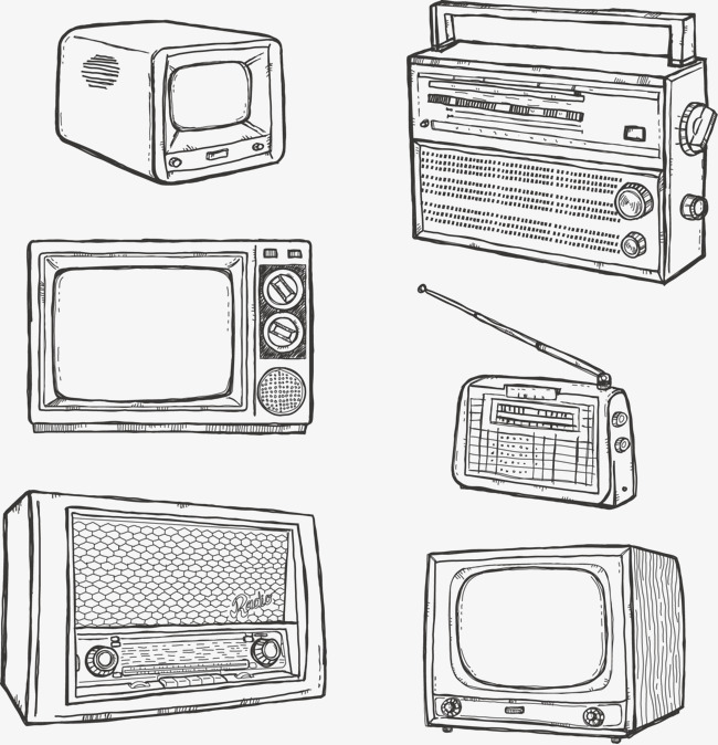 650x674 Hand Drawn Retro Tv Radio, Hand Vector, Retro Vector, Tv Vector - Radio Sketch