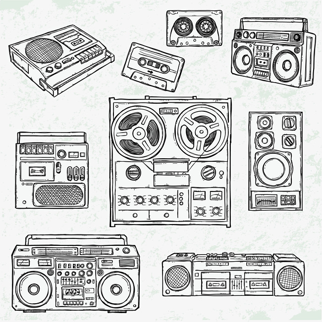 650x651 All Kinds Of Hand Painted Vintage Radio, Hand Painted, Sketch - Radio Sketch