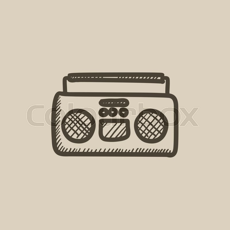 800x800 Radio Cassette Player Vector Sketch Icon Isolated On Background - Radio Sketch