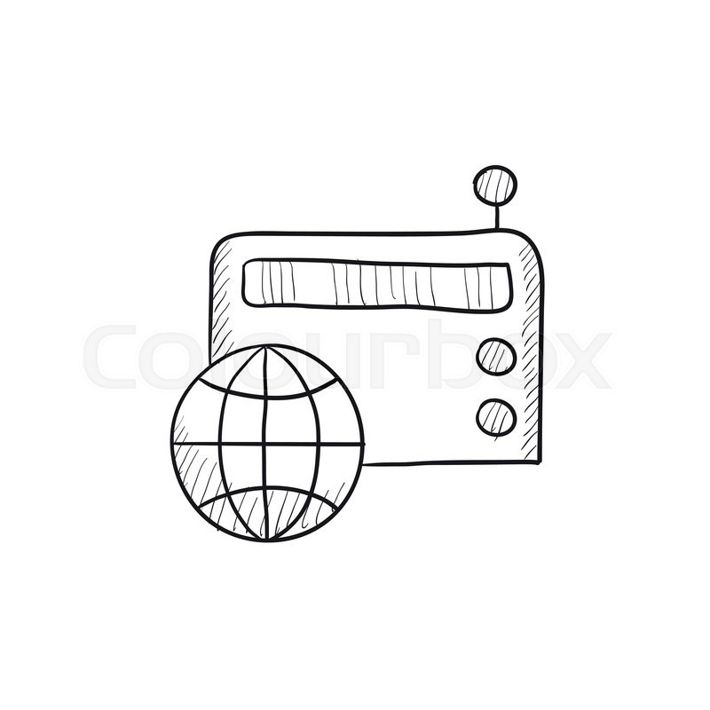 800x800 Retro Radio Vector Sketch Icon Isolated On Background. Hand Drawn - Radio Sketch