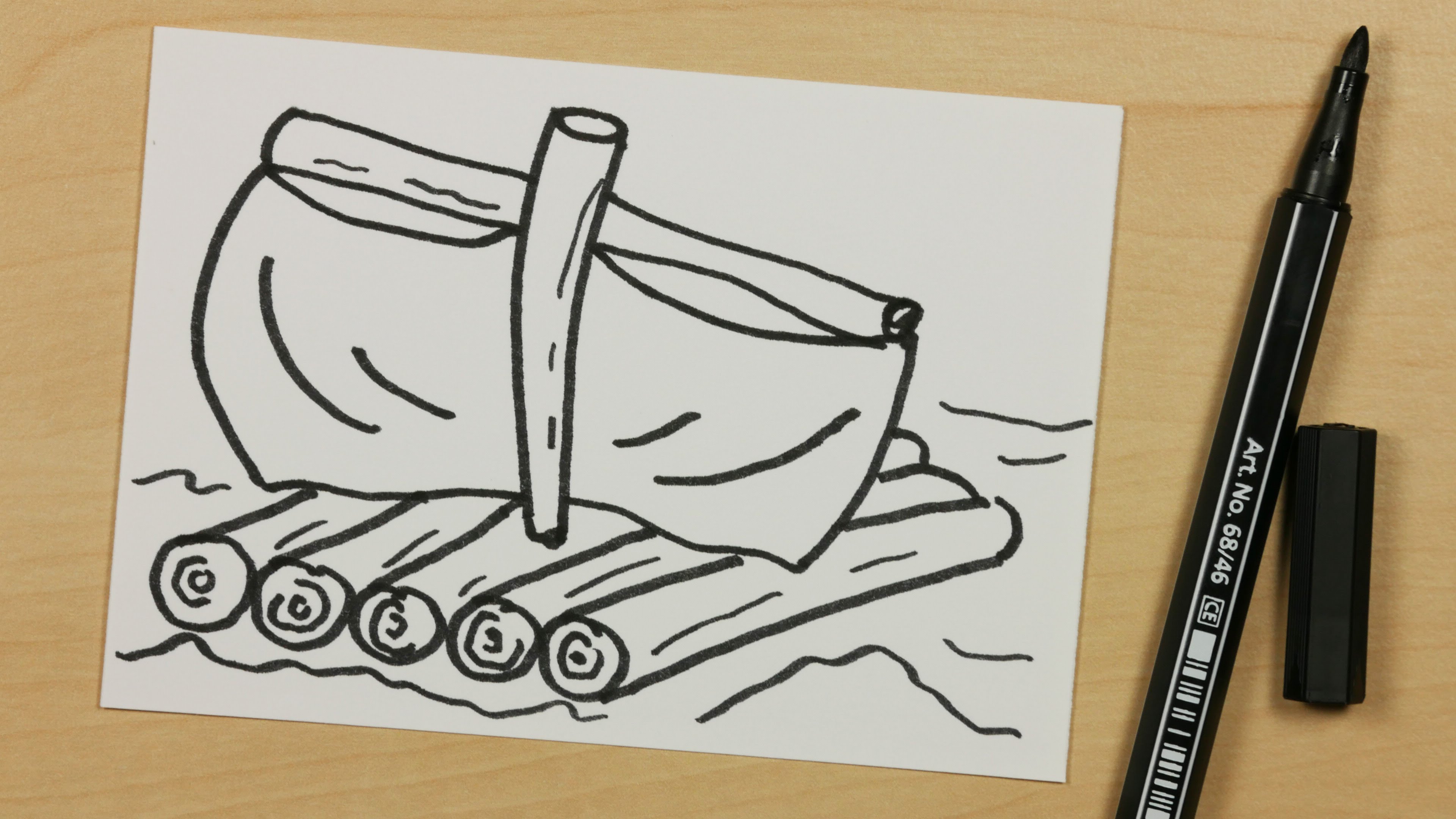 3840x2160 How To Draw A Raft Or Boat - Raft Sketch