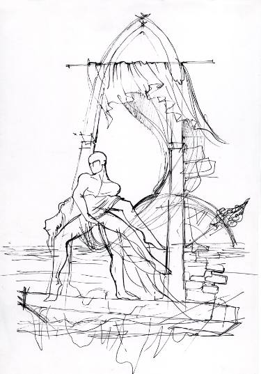 375x537 Love Raft Drawing By Mugur Kreiss Saatchi Art - Raft Sketch