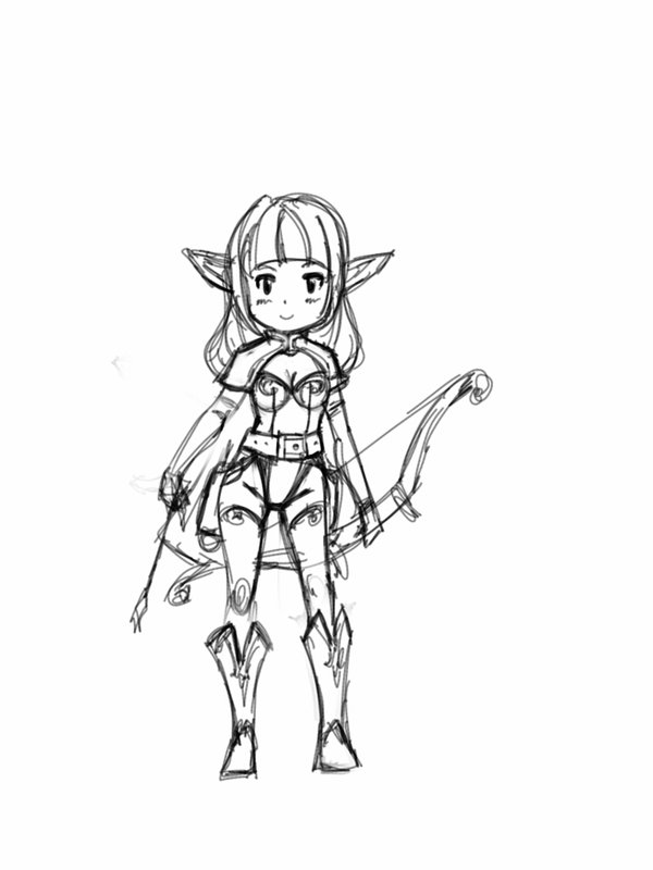 600x800 Elf Girl Raft Sketch By Fiadog - Raft Sketch