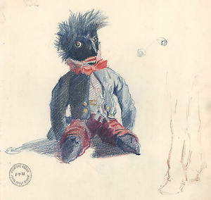 300x284 Frank P. Mahony Original C1900 Pencil Drawing Rag Doll Australian - Rag Doll Sketch