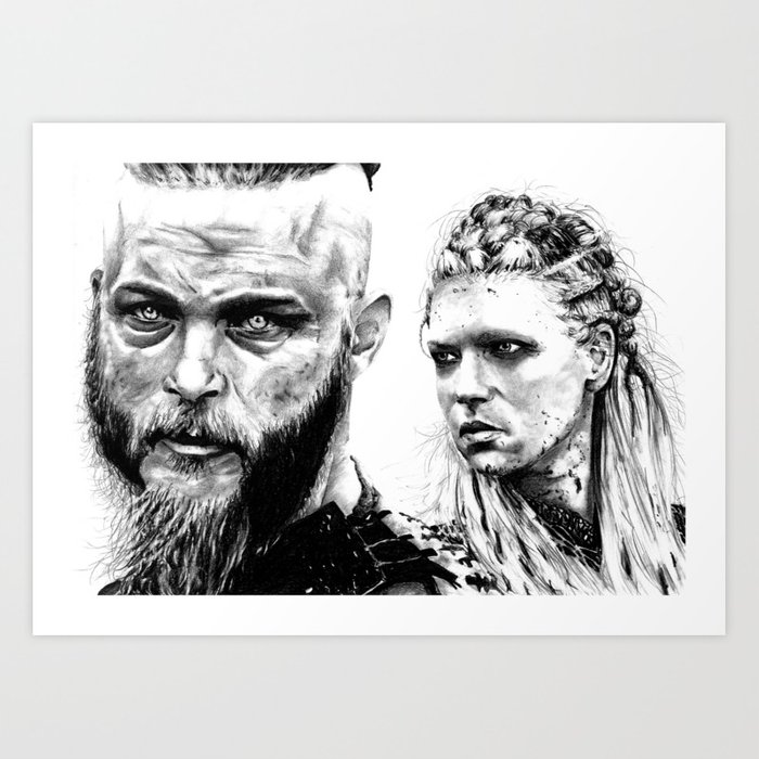 700x700 Ragnar Lothbrok And Lagertha, From Vikings Art Print By Miikesarda - Ragnar Lothbrok Sketch