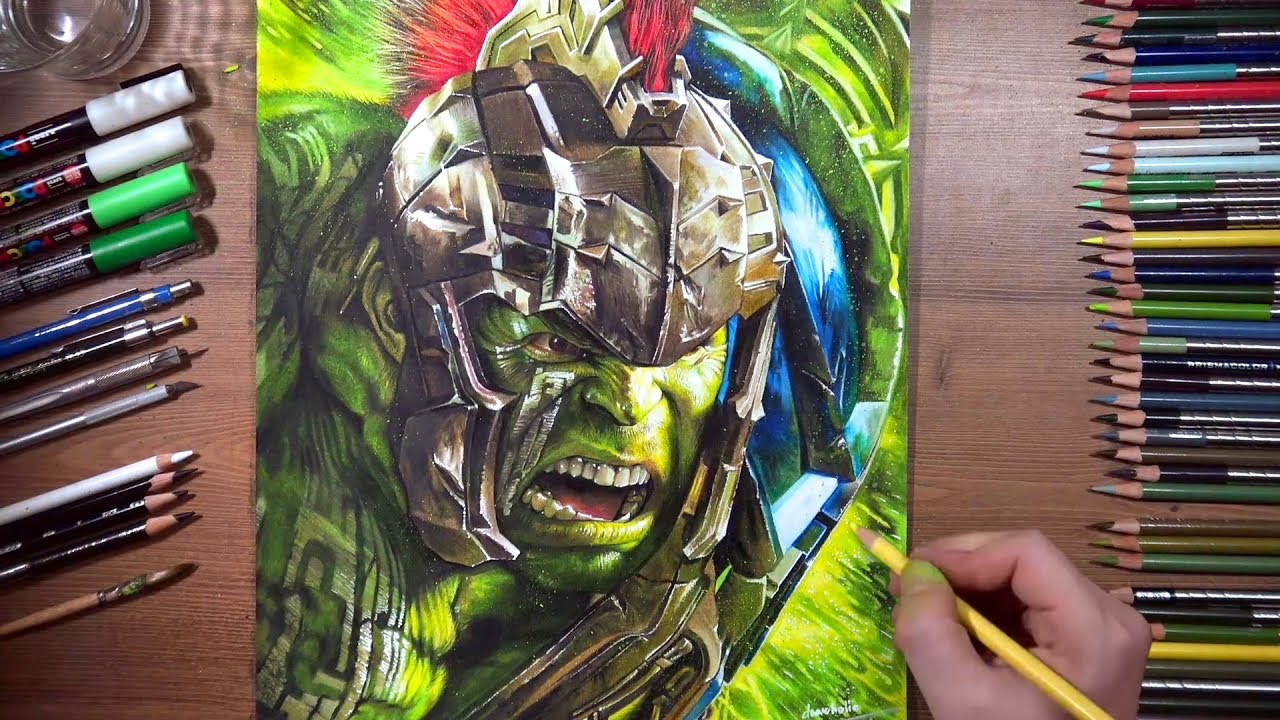 1280x720 Drawing Hulk - Ragnarok Sketch