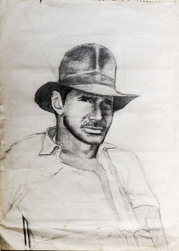 570x799 Indiana Jones Sketch Original Drawing Raiders Of The Lost Ark Etsy - Raiders Sketch