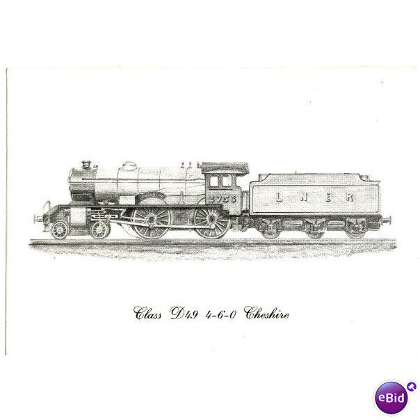 604x604 Railway Sketch Print Lner D49 2753 Cheshire 4 4 0 Loco On Ebid - Railway Sketch