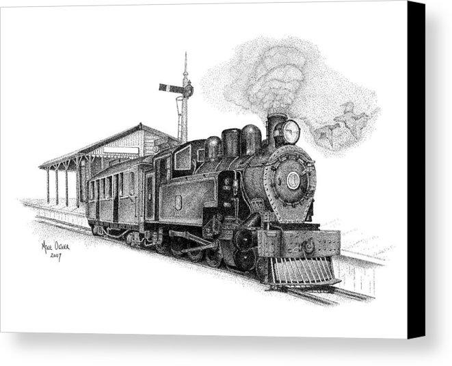 661x535 Steam Train Drawing Pointillism Canvas Print Canvas Art By Mike - Railway Sketch