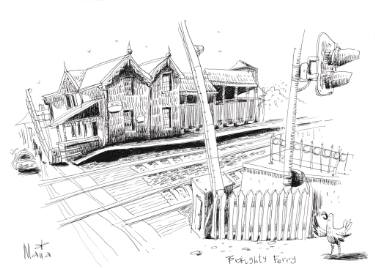 375x268 Broughty Ferry Railway Station Drawing By Maiia Vysotska Saatchi Art - Railway Sketch