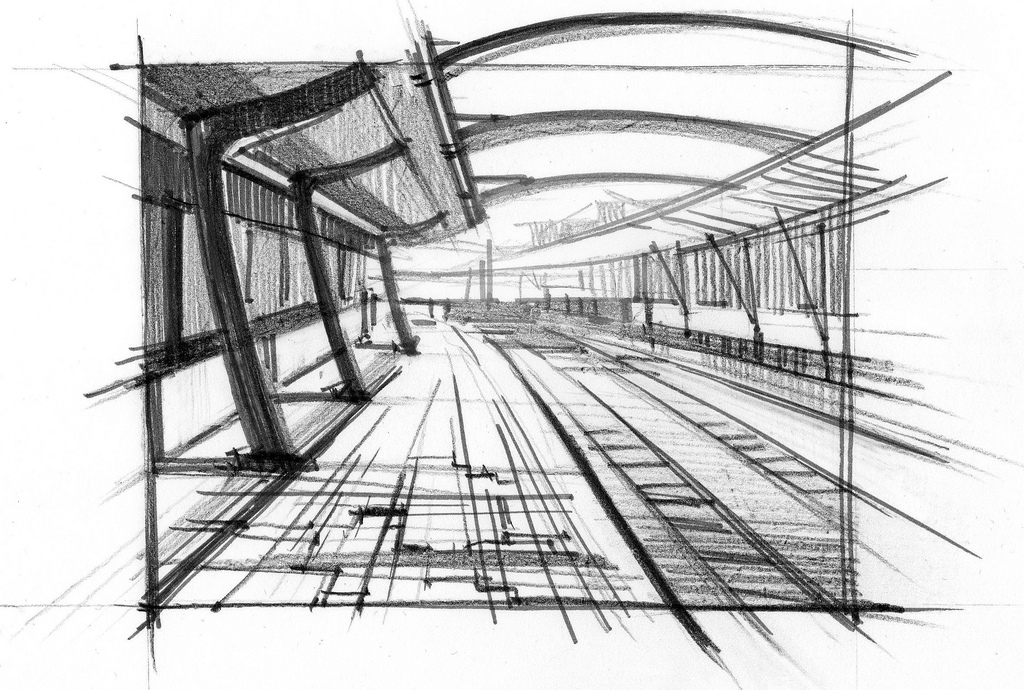 1024x690 Railway Station Sketch Alina Kravchuk - Railway Sketch