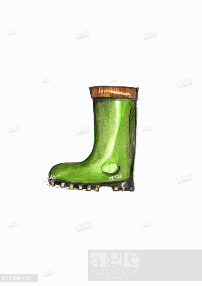 700x989 Illustration, Rubber Boots, Green, Series, Drawing, Picture - Rain Boots Sketch