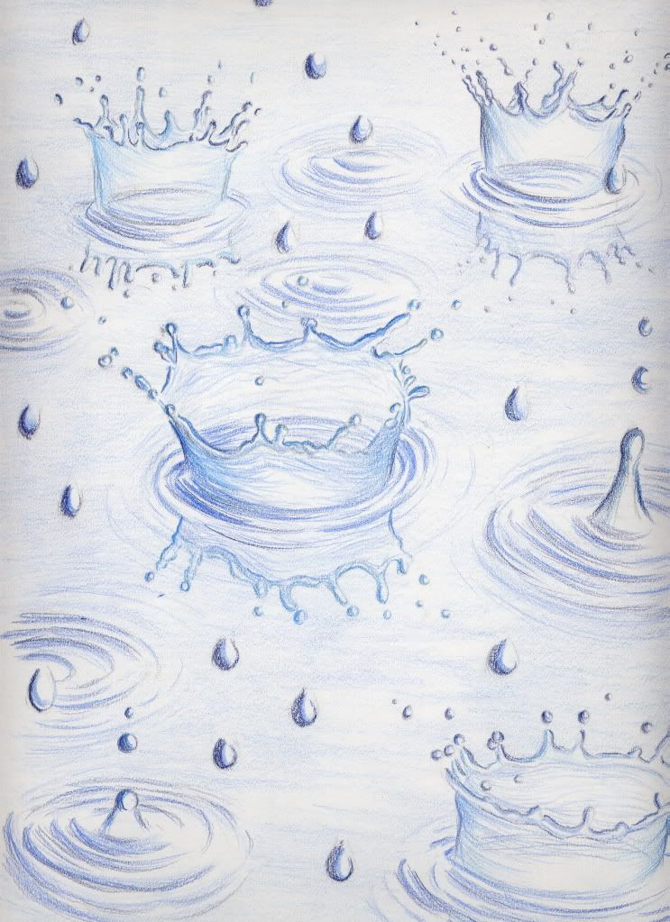 743x1023 Rain Drops Colored Pencil Drawings In 2018 - Rain Drop Sketch