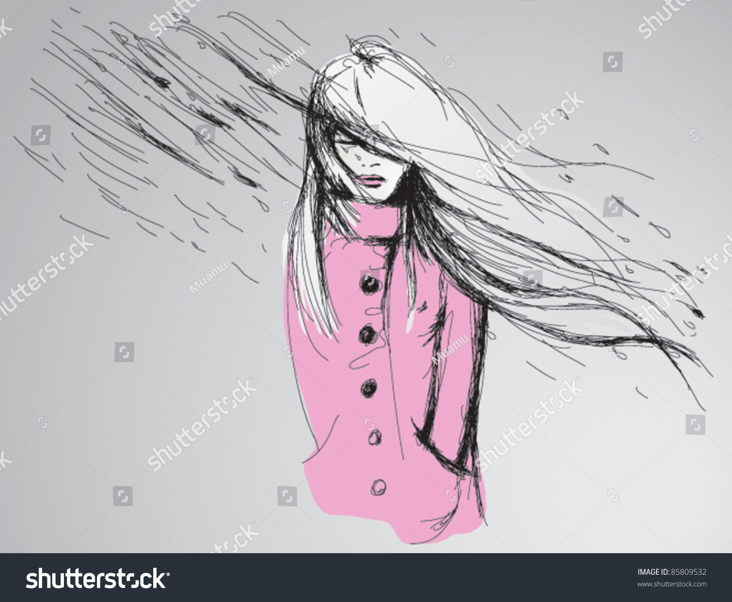 1500x1233 Girl In Rain Drawing Photos Girl In The Rain Sketch, - Rain Sketch