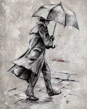 280x350 Rain Day 07 Drawing By Emerico I. Toth - Rain Sketch