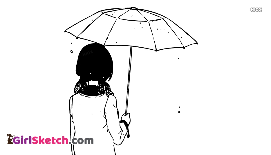 934x534 Sketch Of Girl In Rain @ - Rain Sketch