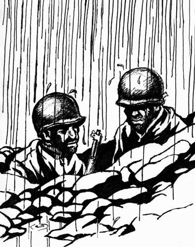 394x500 Rain Sketch 2 Wwii Gis - Rain Sketch