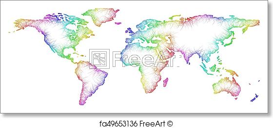 560x264 Free Art Print Of Rainbow Sketch World Map Design From - Rainbow Sketch