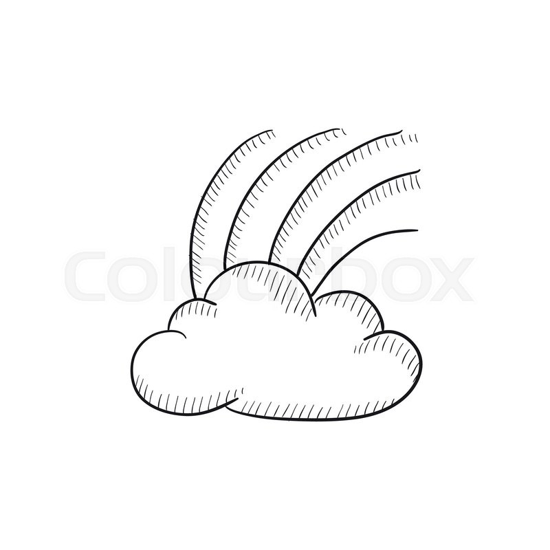 800x800 Rainbow In Cloud Vector Sketch Icon Isolated On Background. Hand - Rainbow Sketch