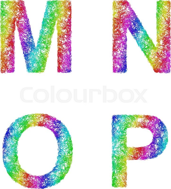 724x800 Rainbow Sketch Font Design Set - Rainbow Sketch