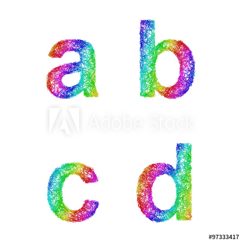 500x500 Rainbow Sketch Font Set - Rainbow Sketch
